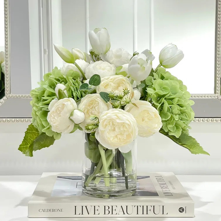 Hydrangea Floral Arrangement in Vase | Wayfair North America