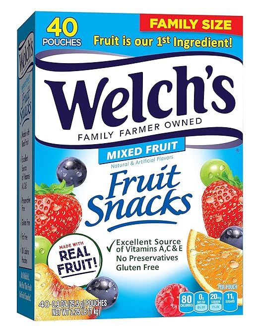 Welch's Fruit Snacks, Mixed Fruit, Gluten Free, Bulk Pack, 0.9 oz Individual Single Serve Bags (P... | Amazon (US)