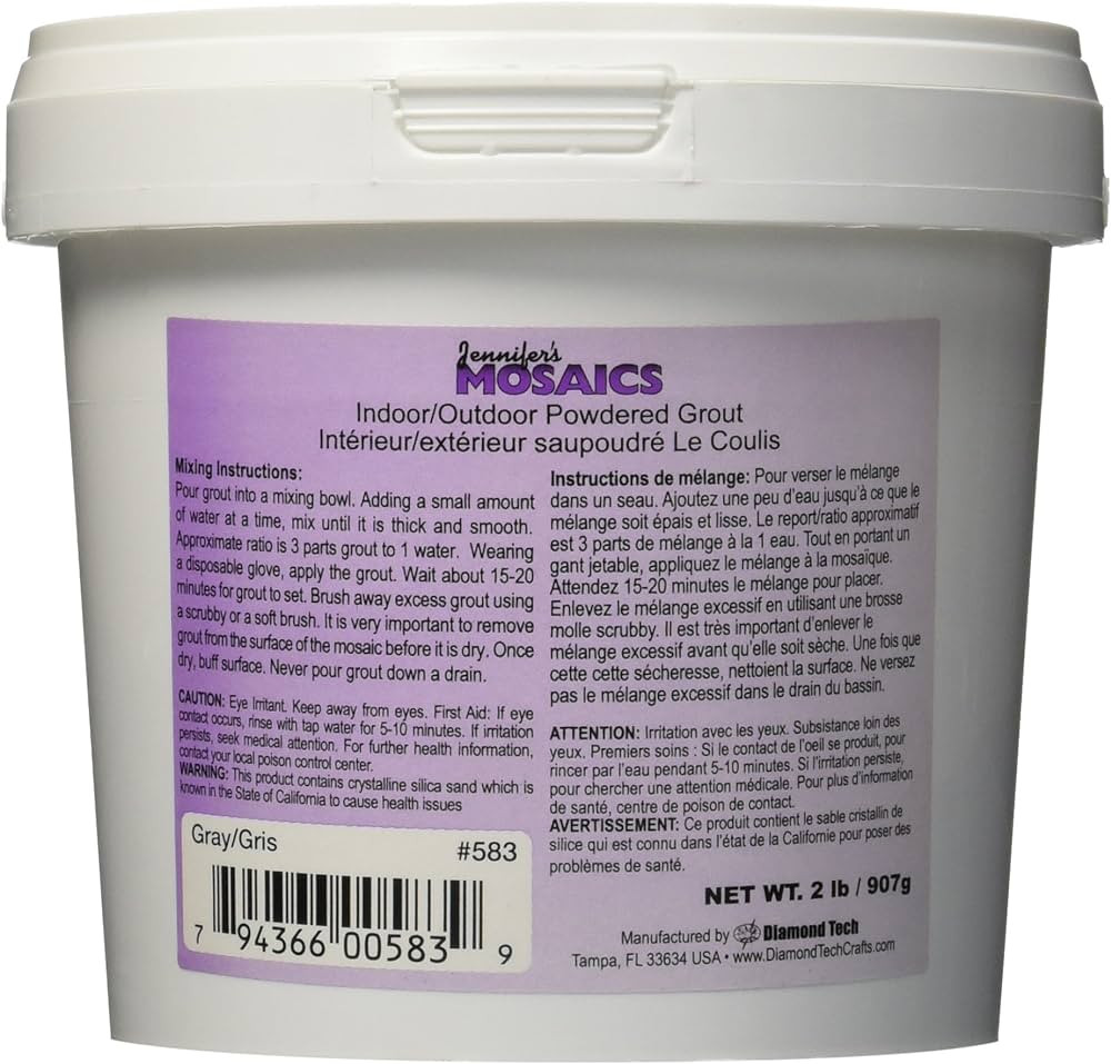 Jennifer's Mosaics Gray Sanded Grout, 2-Pound | Amazon (US)