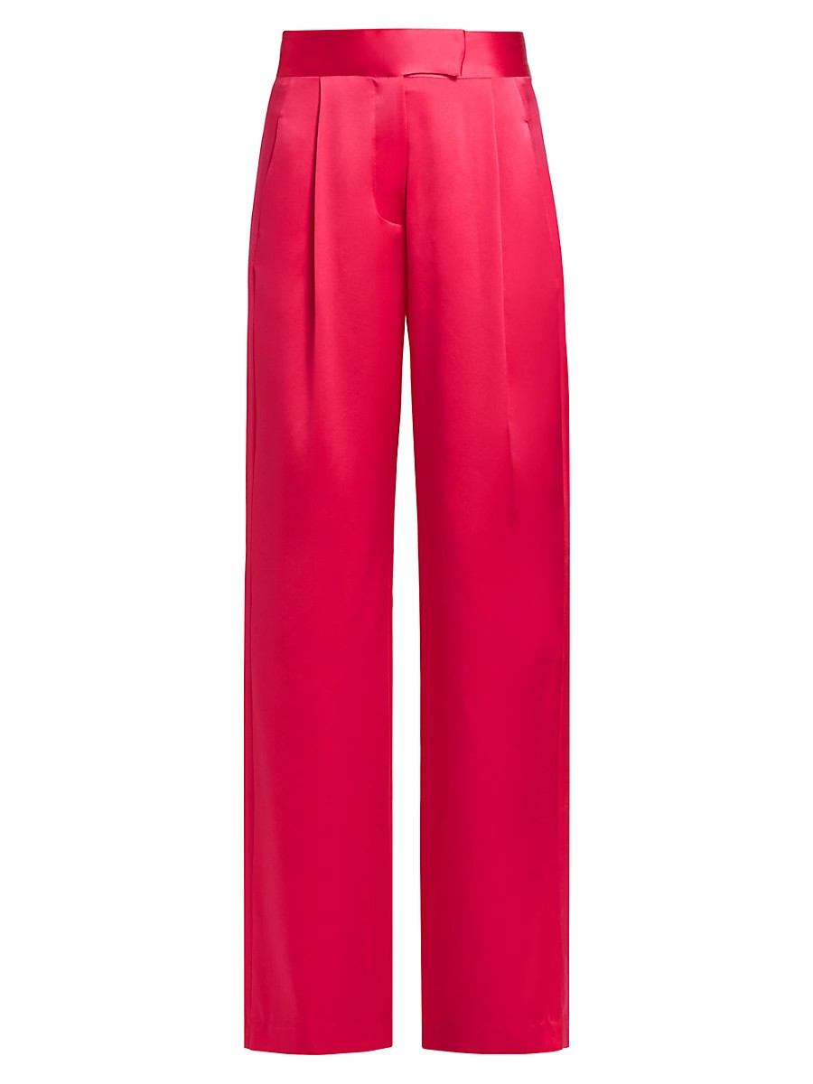 Women's Wide-Leg Silk Trousers - Peony - Size 2 | Saks Fifth Avenue