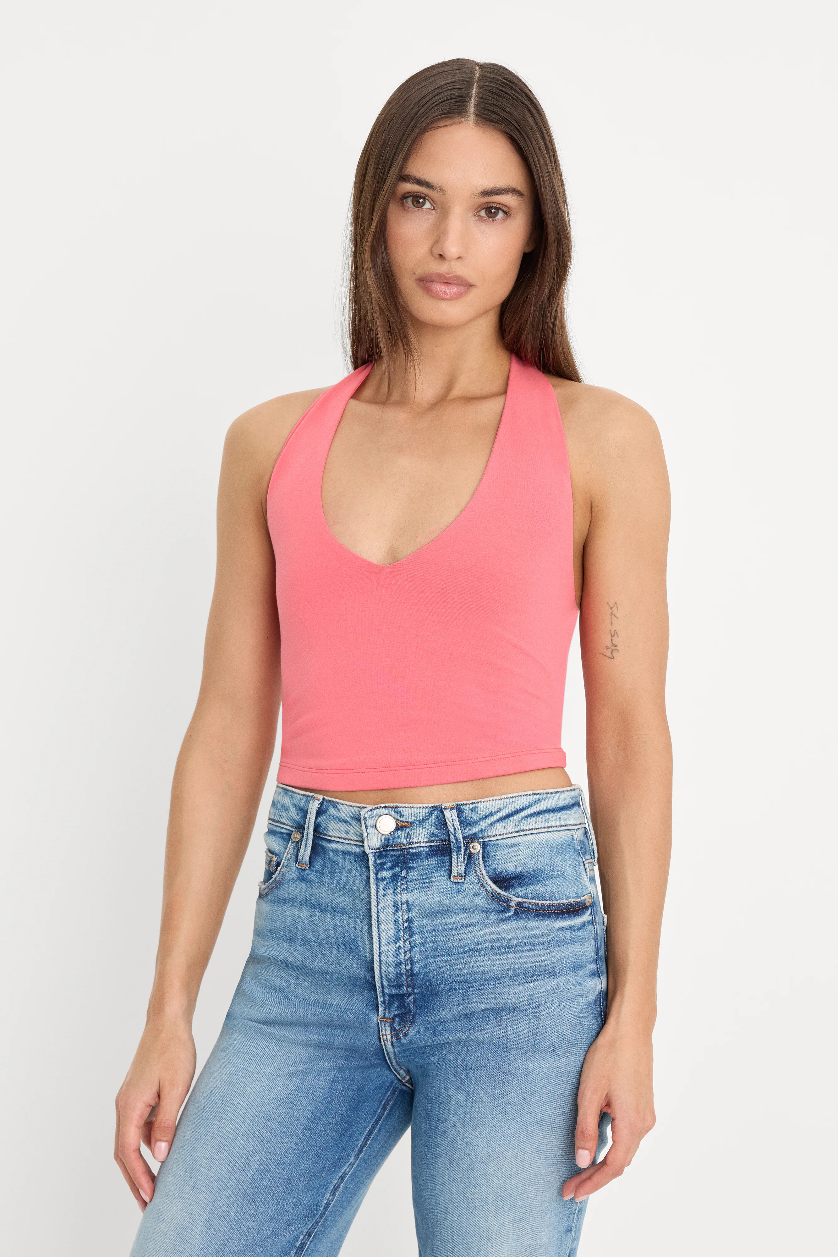SUPER STRETCH HALTER TANK | CORAL BLOSSOM - GOOD AMERICAN | Good American
