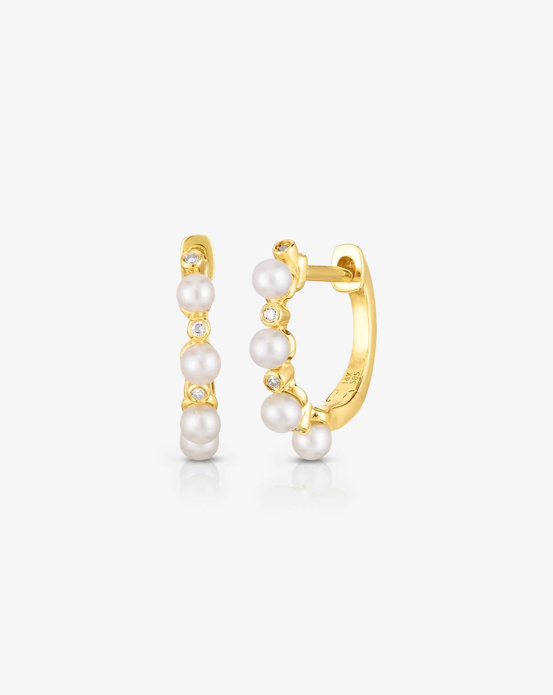 Pearl + Diamond Huggies | Ring Concierge