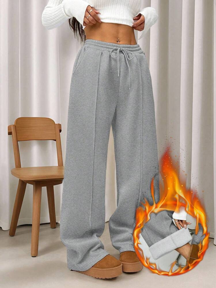 SHEIN EZwear Pebble Seam Detail Straight Leg Sweatpants,Fall,Fall Clothes For Women | SHEIN