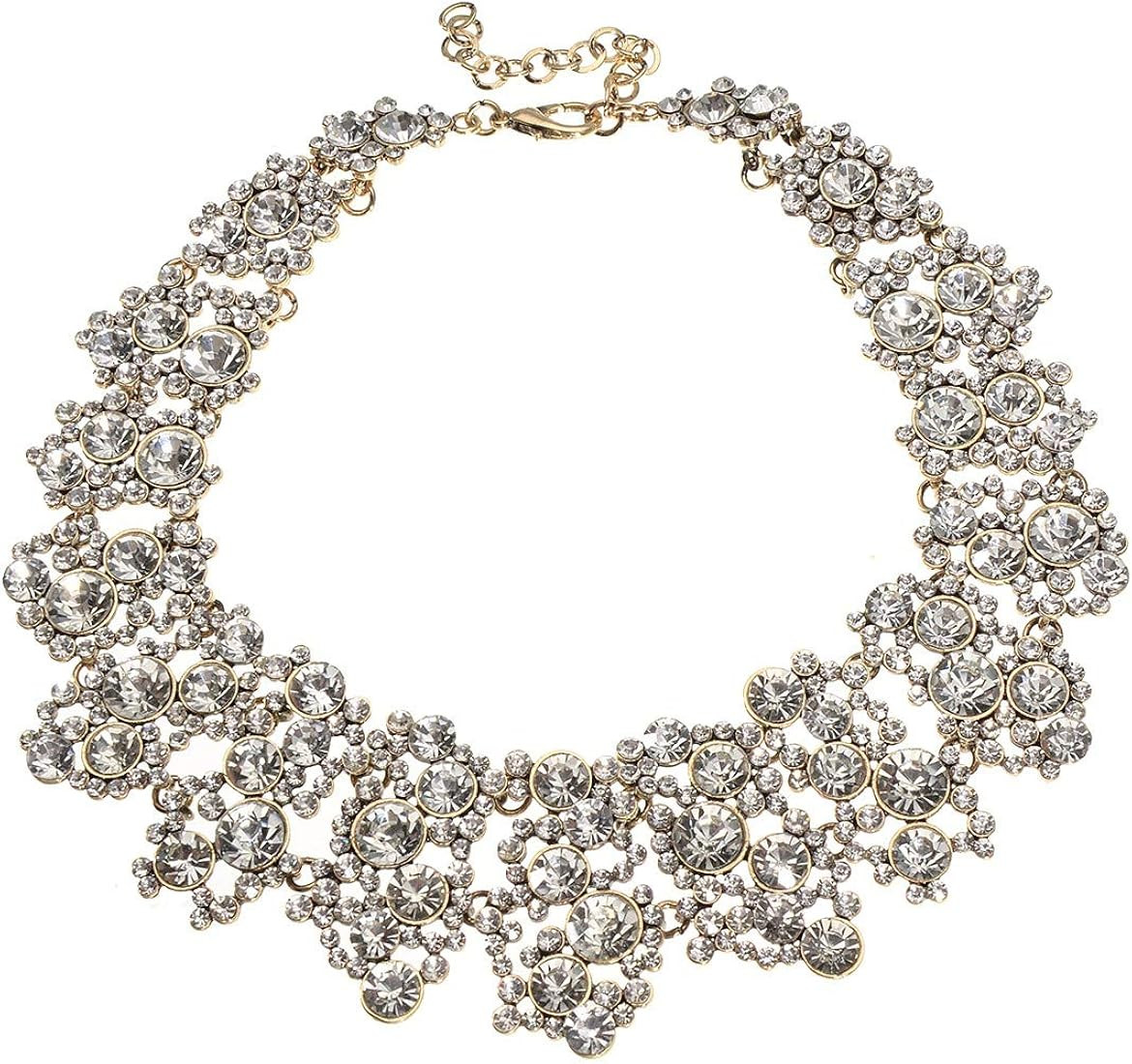 Jerollin Crystal Rhinestone/Pearl Statement Chain Necklace, Vintage Choker Bib Pendant Necklace B... | Amazon (US)