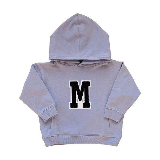 HART + LAND Baby/Toddler/Big Kid Organic Solid Personalized Hoodie – B/W Patches | The Tot