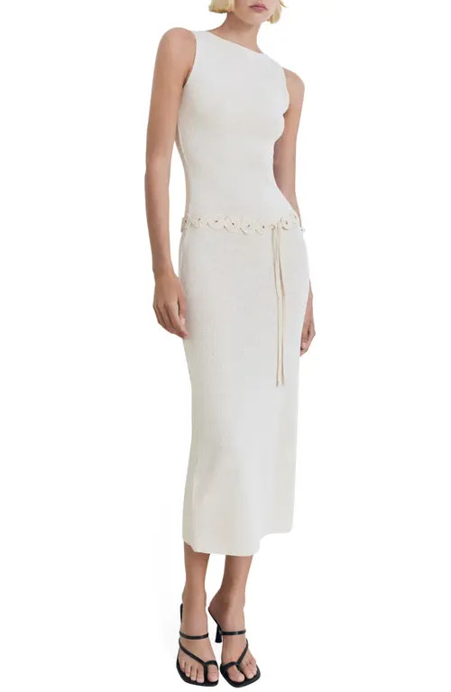 MANGO Belted Knit Maxi Dress in Ecru at Nordstrom, Size 6 | Nordstrom
