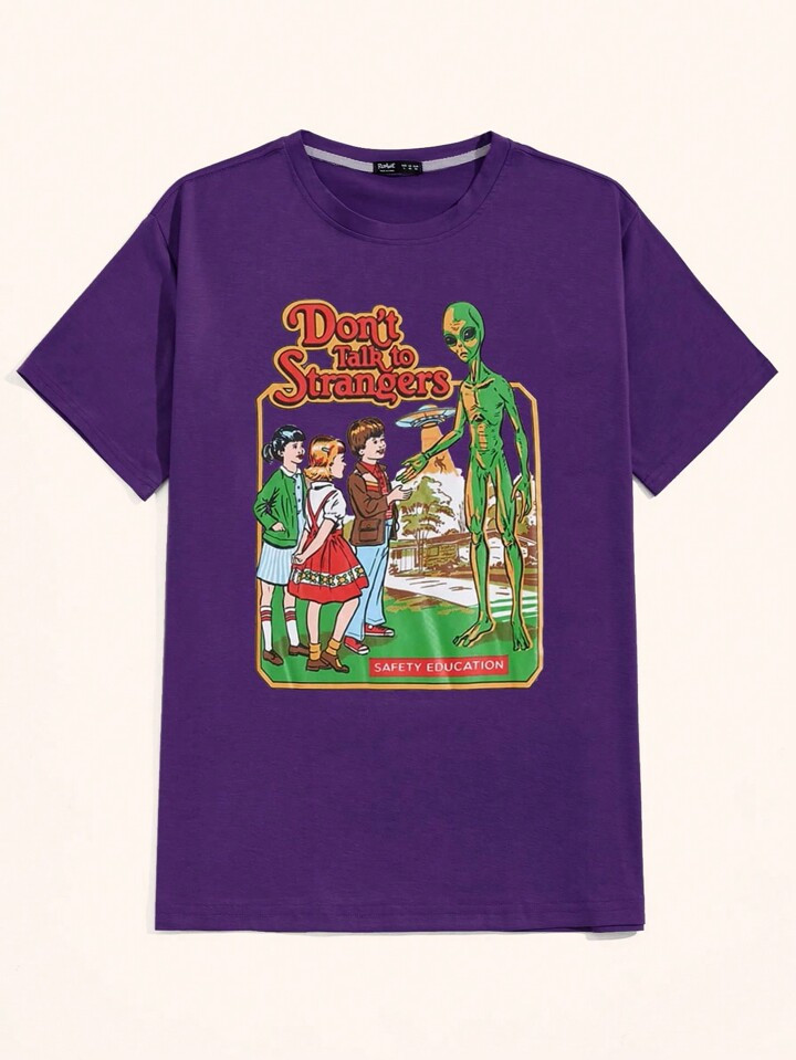 Stevenrhodes Men Cotton Alien & Slogan Graphic Tee | SHEIN