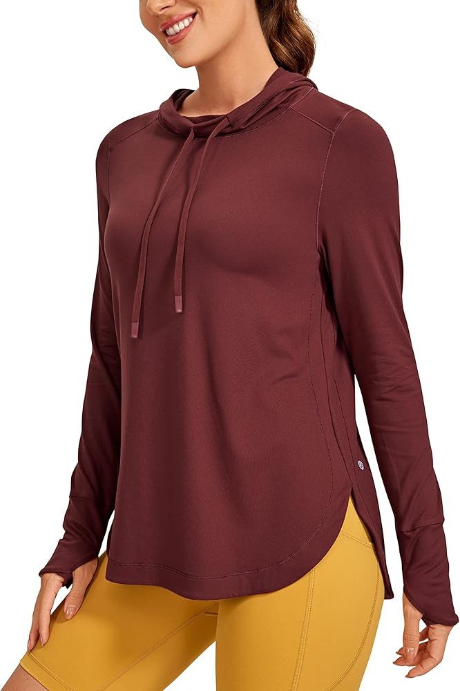 CRZ YOGA Workout Long Sleeve Shirt for Women Hoodie Pullover Athletic Hooded Long Sleeves Sports ... | Amazon (US)