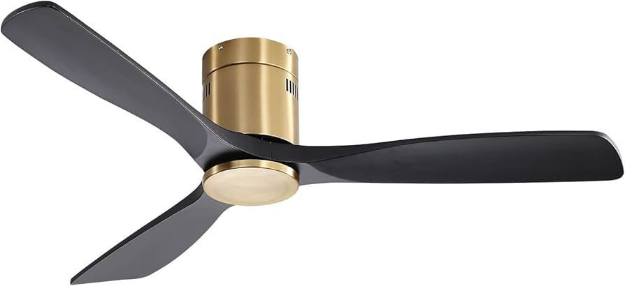 Sofucor 52 Inch Low Profile Ceiling Fan no light 3 Carved Wood Fan Blades Flush Mount Ceiling Fan... | Amazon (US)