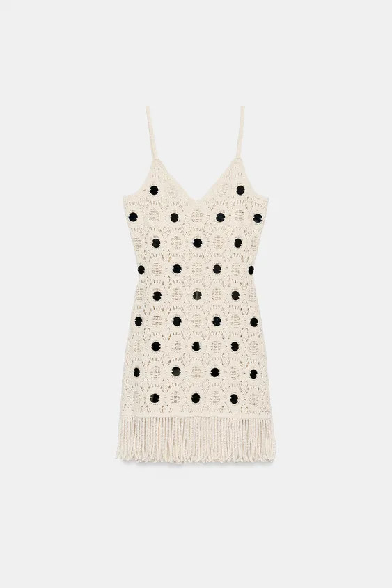 KNIT DRESS WITH MIRROR FRINGING | Zara UK