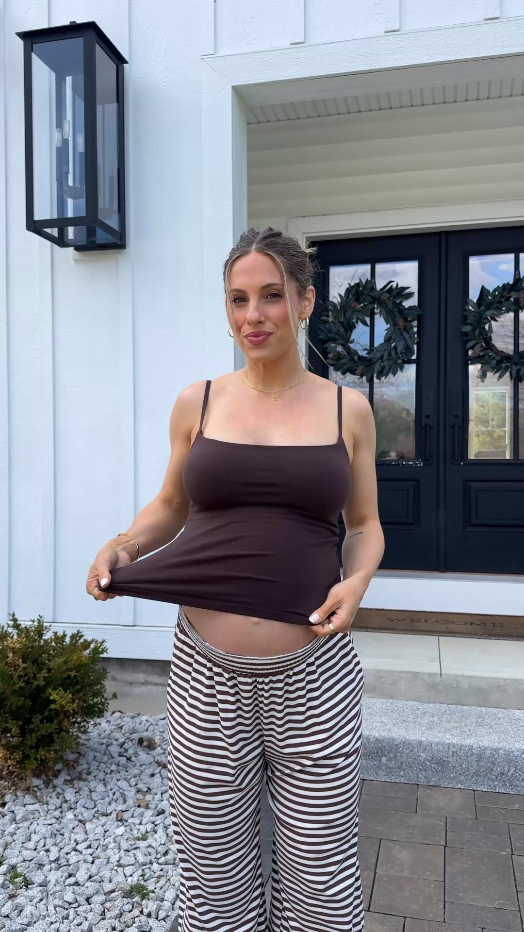 #abercrombiepartner @abercrombie 
My uniform most days.. a comfy pant I can wear out + a bra free cami🙏🏼 If you treat yourself to nothing else, let it be this!

🤎tanks available in 10+ colors
🤎pants available in 6 colors (stripes & solid color options!) 

(Wearing size small) 

#LTKSaleAlert #LTKBump #LTKootd