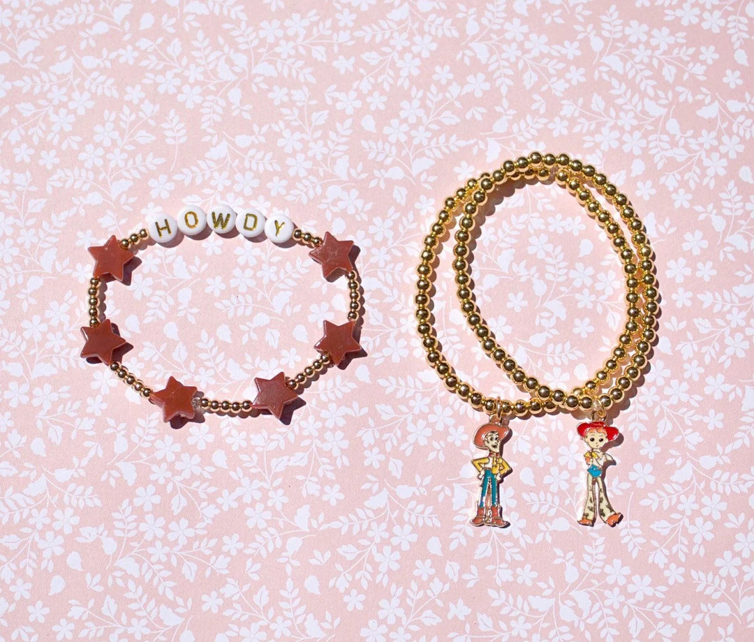 Toy Story, Woody, Jessie, Brown Star Beaded Bracelets Available in 14k Fill - Etsy | Etsy (Global)