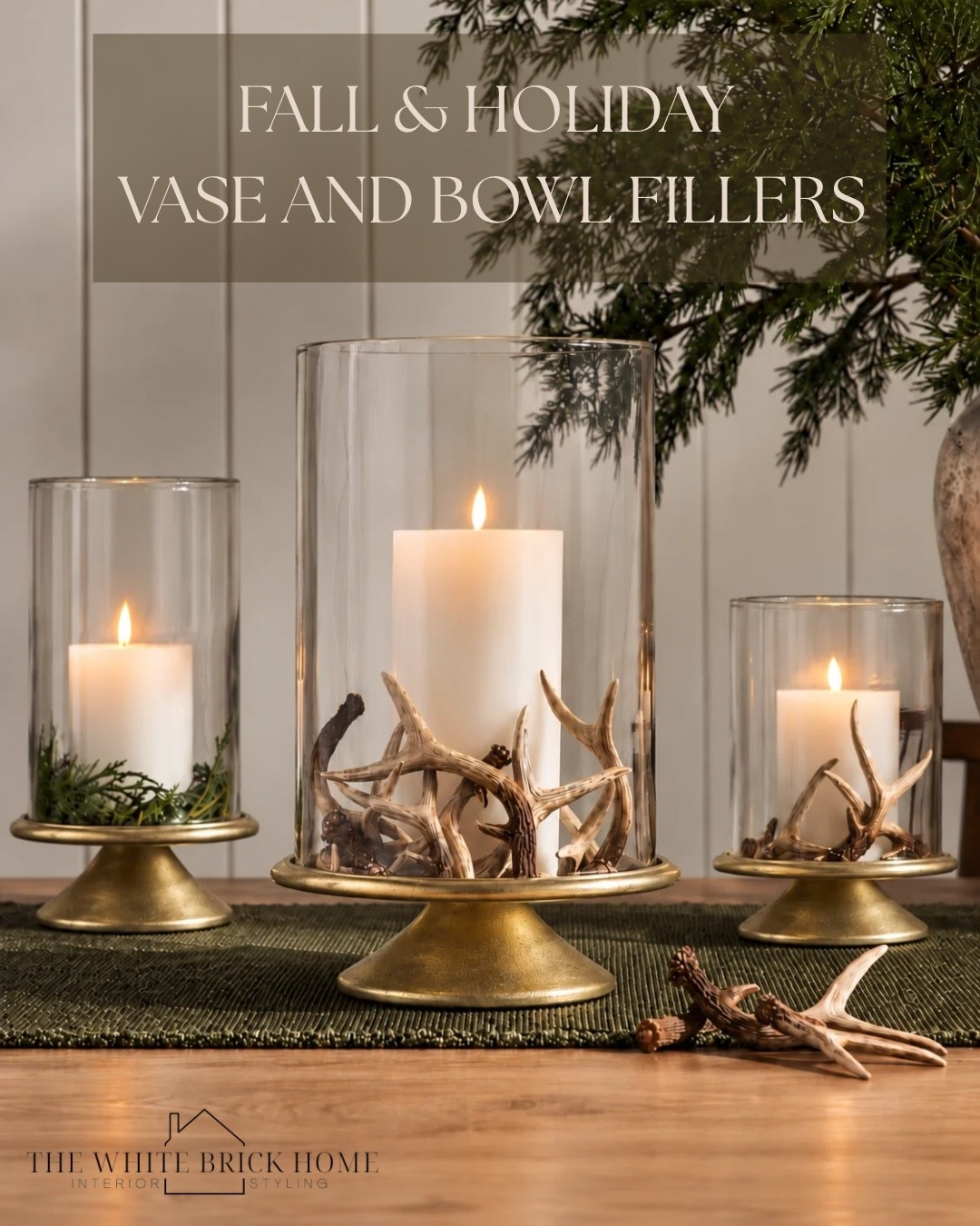 The easiest way to refresh your decor for the changing seasons? ✨ Swap out your vase fillers!

One simple switch can take your favorite hurricanes from fall to winter without having to restyle your entire space. 🍂🌲 From mini pumpkins and natural pinecones to decorative antlers, it's such an effortless way to add seasonal charm while keeping things timeless and elevated.

I've linked some of my favorite vase fillers to make refreshing your home for the upcoming seasons easy!

Comment “SHOP” for links! 🤎

#TheWhiteBrickHome #SeasonalDecor #FallToWinterDecor #HolidayStyling #HomeDecorIdeas #NeutralHomeDecor #EasyDecorUpdates #ChristmasDecorInspo