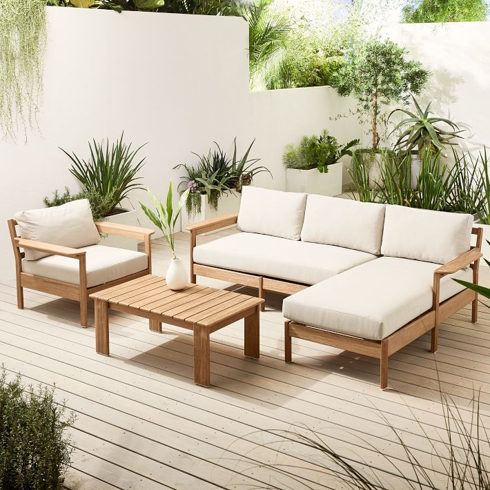 Playa Outdoor Reversible Sectional (92"), Lounge Chair & Coffee Table Set | West Elm (US)