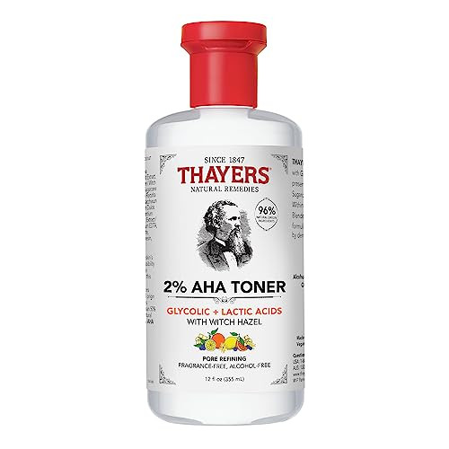 Thayers 2% AHA Exfoliating Toner with Glycolic Acid, Lactic Acid and Witch Hazel, Smoothing and Pore Refining Skin Care for All Skin Types, 12 Fl Oz | Amazon (US)