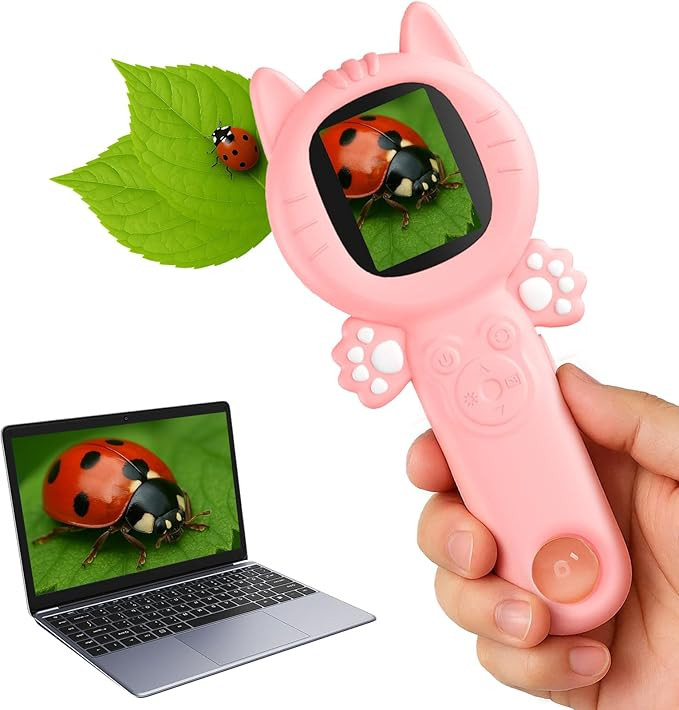 2-in-1 Microscope Camera for Kids, Mini Handheld Microscope Supporting Multiple Viewing Angles, O... | Amazon (US)