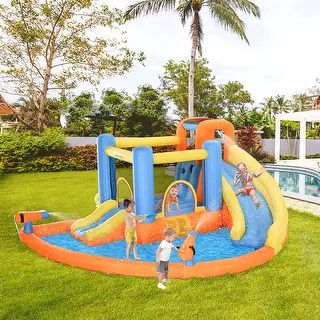 Outsunny 5-in-1 Kids Inflatable Bounce House Jumping Castle with Water Pool, Slide, Climbing Wall... | Bed Bath & Beyond