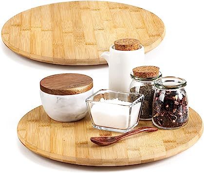 [ 2 Pack ] 10-Inch Bamboo Wood Lazy Susan Organizers - Non-Skid Turntable Rack for Table, Pantry ... | Amazon (US)