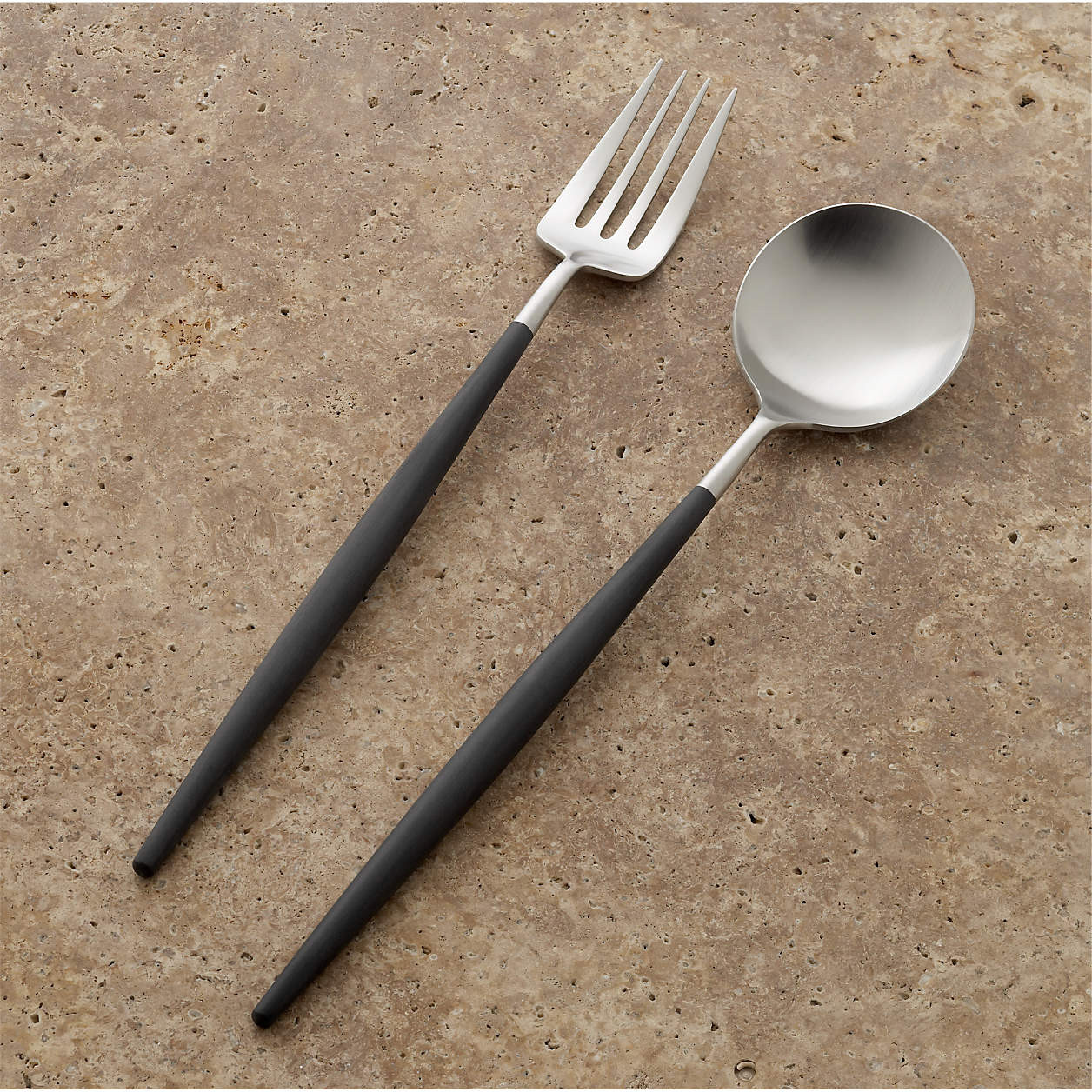 Aero Black Serving Set 2-Pieces + Reviews | Crate & Barrel | Crate & Barrel