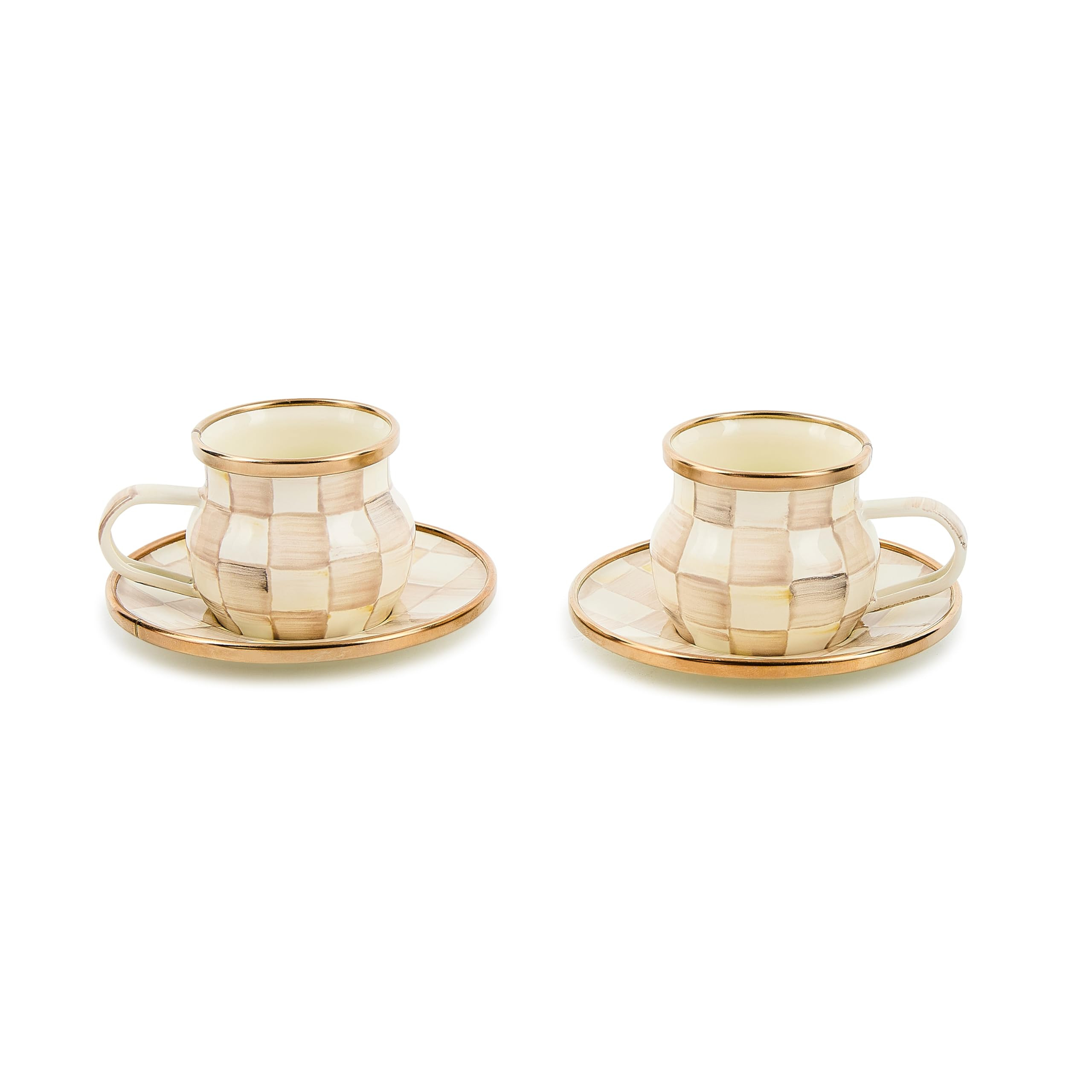 MACKENZIE-CHILDS Espresso Cup and Saucer Set, Cute Small Coffee Cups and Saucers, Set of 2, Brown... | Amazon (US)