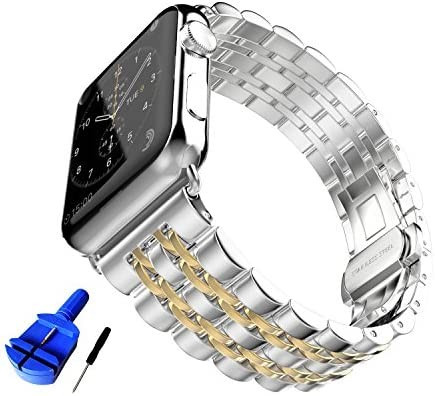 HUANLONG Compatible with Apple Watch Band, Solid Stainless Steel Metal Replacement Watchband Bracele | Amazon (US)