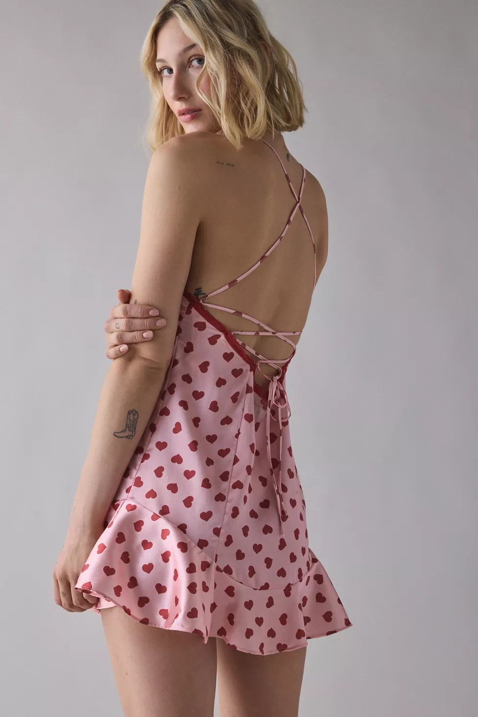 Out From Under Beauty Sleep Lace-Up Tie Satin Slip | Urban Outfitters (US and RoW)