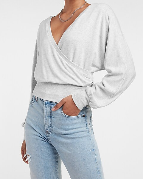Solid Wrap Front Sweatshirt | Express