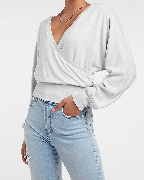 Solid Wrap Front Sweatshirt | Express