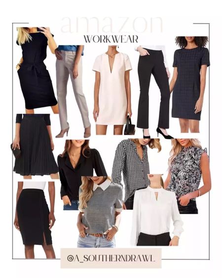 Amazon workwear - Amazon work outfits - Amazon women’s work wear - business style - business chic style - work tops a work pants - business dresses - work wear for women - business casual 

#LTKunder100 #LTKstyletip #LTKworkwear