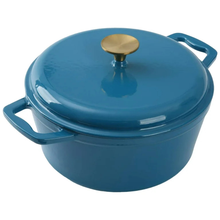 Mainstays 4.75qt Round Cast Iron Ceramic Enamel Dutch Oven Blue | Walmart (US)