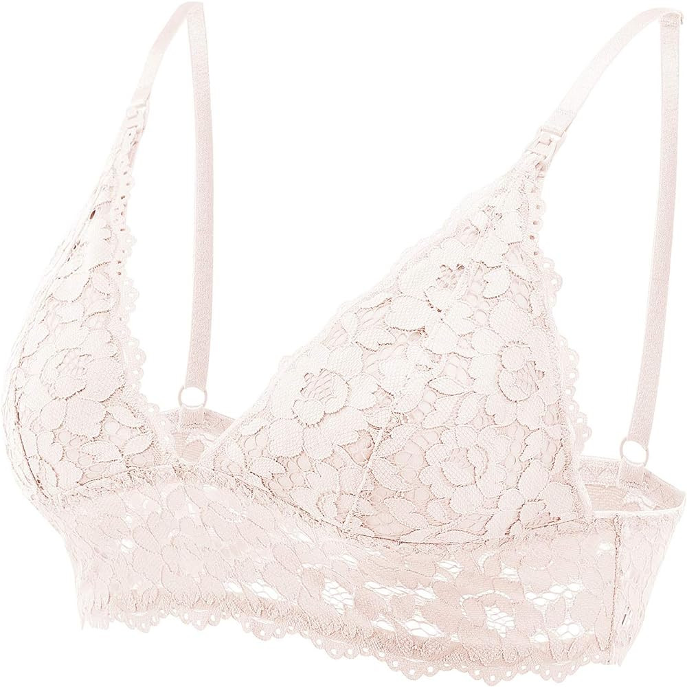 MOMANDA Women's Lace Nursing Bra Wirefree Padded Breastfeeding Maternity Bralette Cute | Amazon (US)