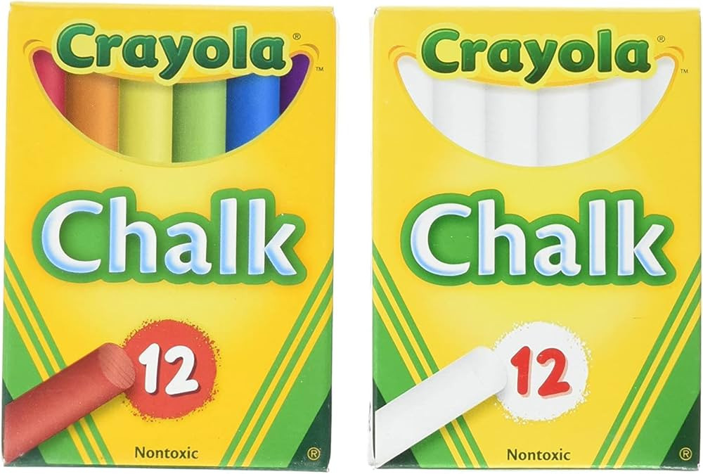 Crayola Non-Toxic White Chalk(12 ct box)and Colored Chalk(12 ct box) Bundle | Amazon (US)