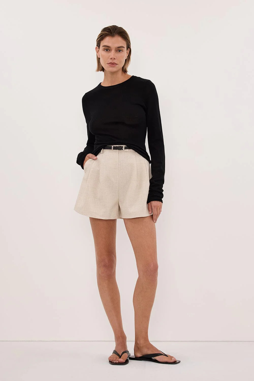 DUKE BLACK LONG SLEEVE MERINO KNIT TOP | DISSH