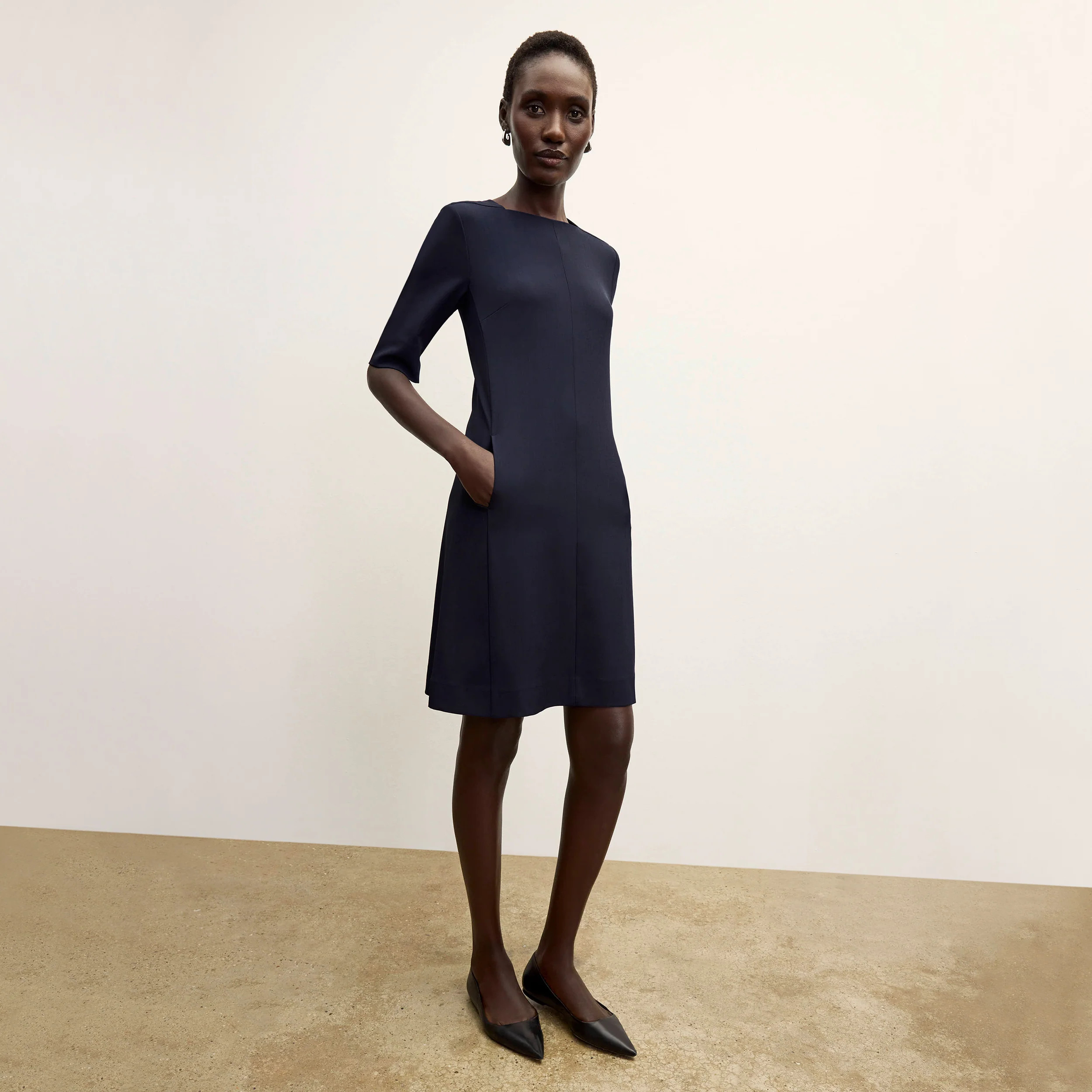 Emily Dress - Recycled WonderTex :: Dark Navy | MM LaFleur
