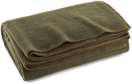 Olive Drab Green Warm Wool Fire Retardant Blanket, 66" x 90" (80% Wool)-US Military Style | Amazon (US)