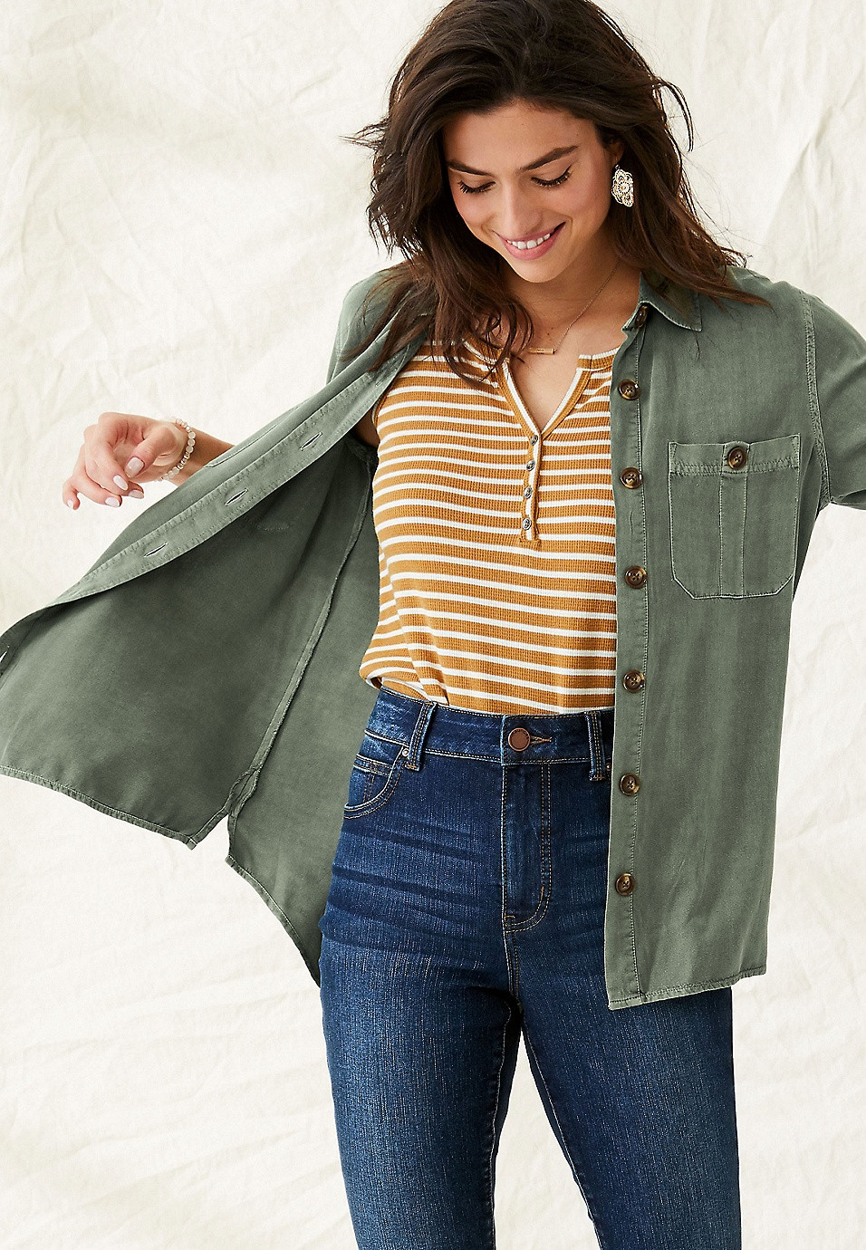 24/7 Stripe Henley Tank | Maurices