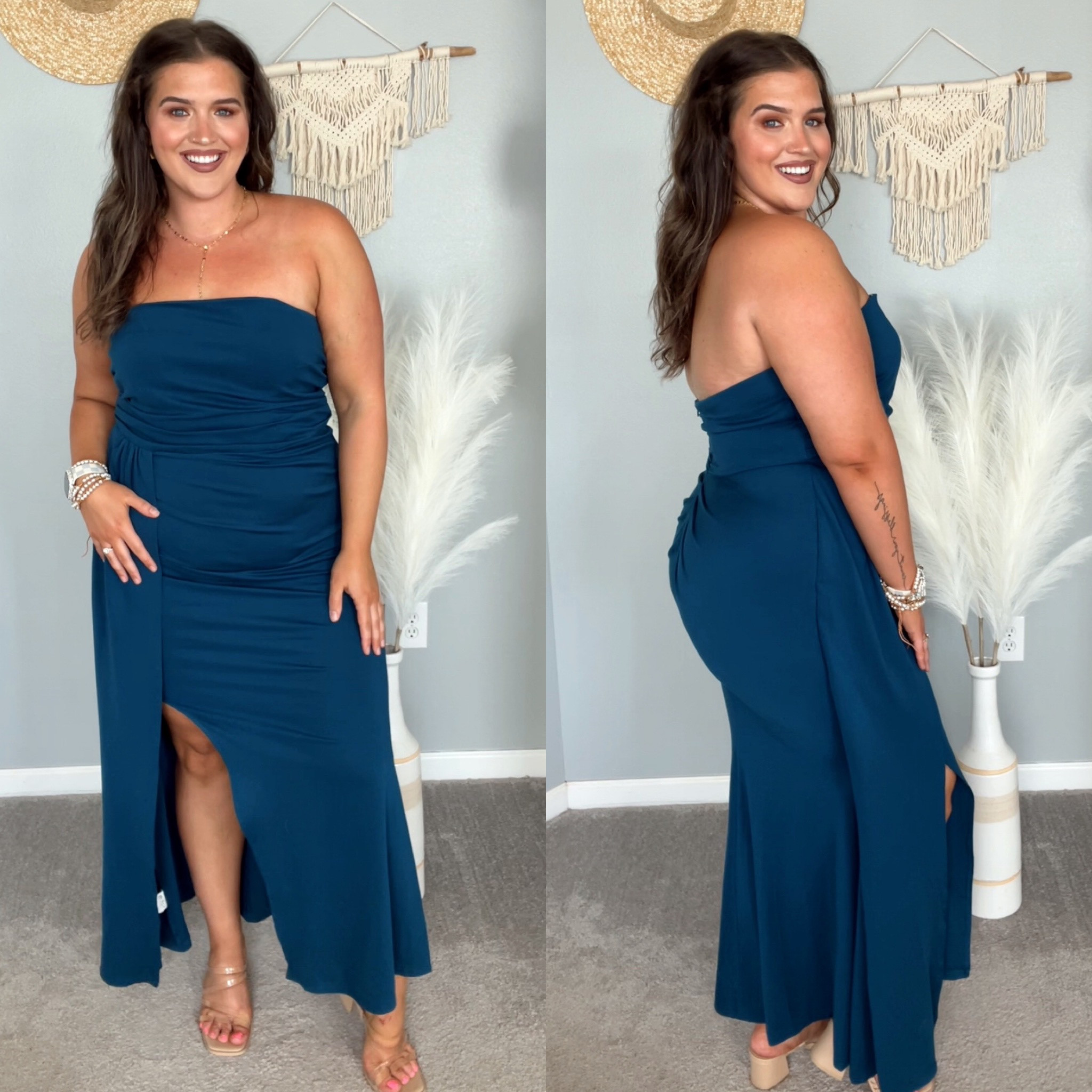 Midsize Fall wedding guest dress👗💒🥂
Size: XL 
#midsizeoutfits #ootn #weddingguest #formalwear #blacktie #weddingguestoutfit #maxidress #strapless #gown #heels 

#LTKwedding #LTKcurves #LTKmidsize