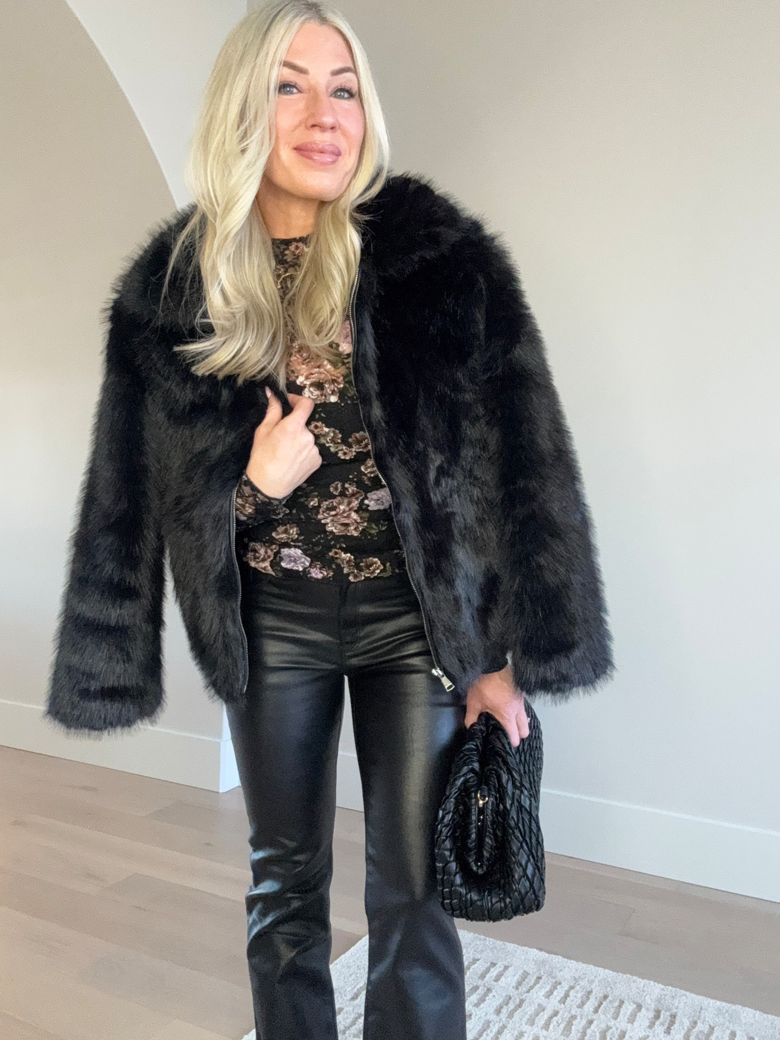 Coated leather pants 
Faux fur jacket 
Amazon floral lace top
Winter outfit idea 
Valentine’s Day outfit 
Date night look 

#LTKootd #LTKOver40 #LTKgrwm