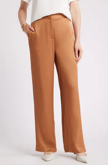 Nordstrom Straight Leg Satin Pants | Nordstrom | Nordstrom