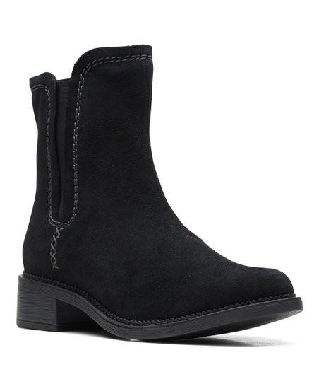 Clarks Black Maye Zip Suede Boot - Women | Zulily