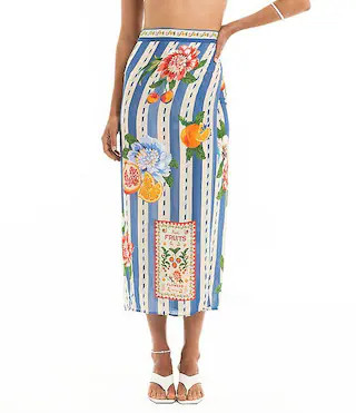 Zinna Basket Placement Print Wrap Pareo Swim Cover-Up | Dillard's
