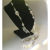 Murano Silver Foil Klimt Art Glass & Crystal Necklace | Etsy (US)