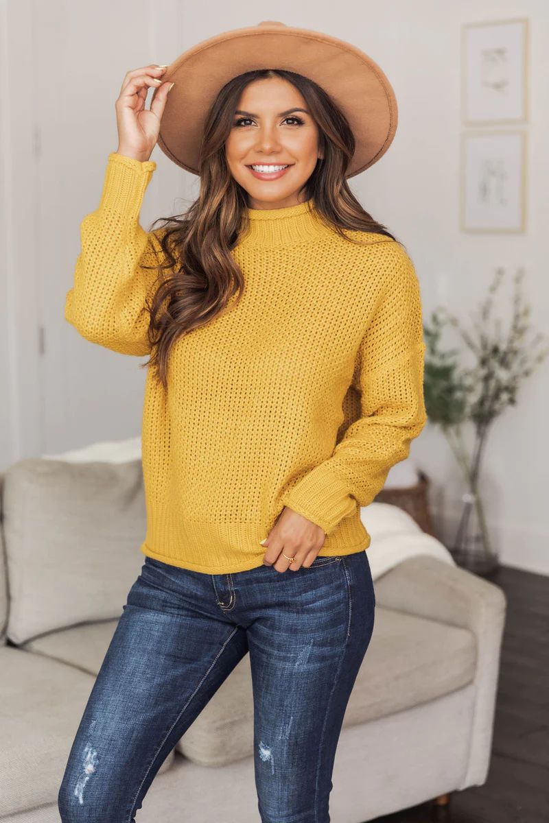 Priceless Moment Knit Mustard Sweater | The Pink Lily Boutique