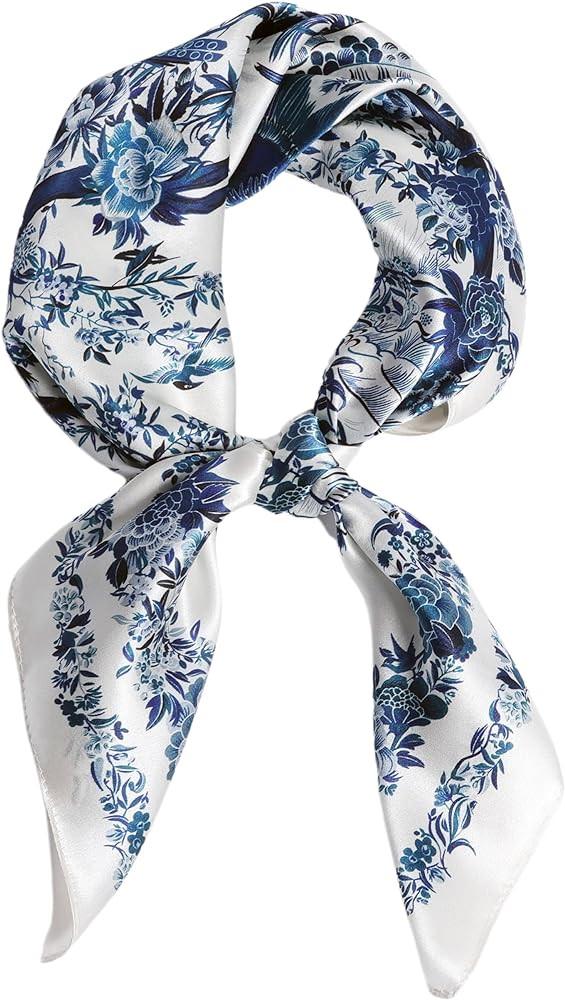 100% Pure Mulberry Silk Scarfs 27"x27" Square Scarf Women Neckerchief Headscarf hair scarf bandan... | Amazon (US)