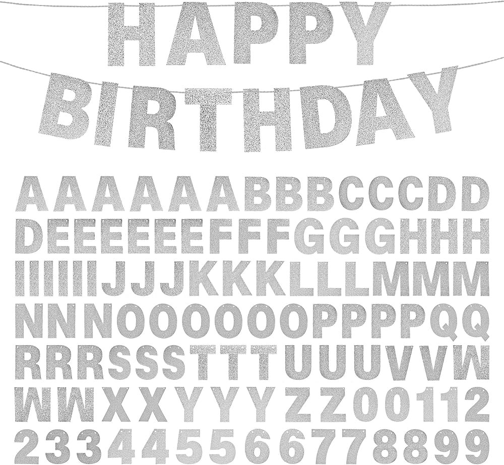 DIY Banner Kit with Letters Glitter Banner Letters Silver Customizable Birthday Banners Graduatio... | Amazon (US)