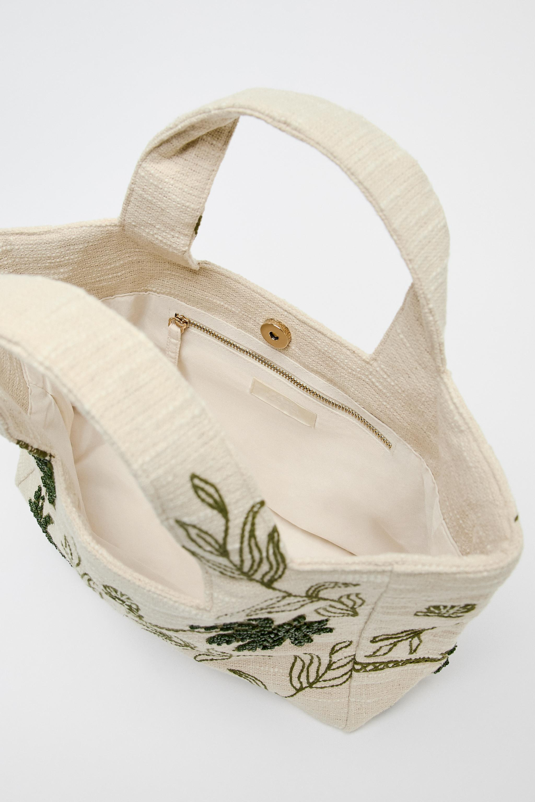 EMBROIDERED FABRIC TOTE BAG | Zara UK