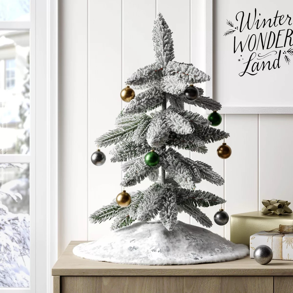 19" Christmas Flocked Tree Round White Base - Wondershop™ | Target