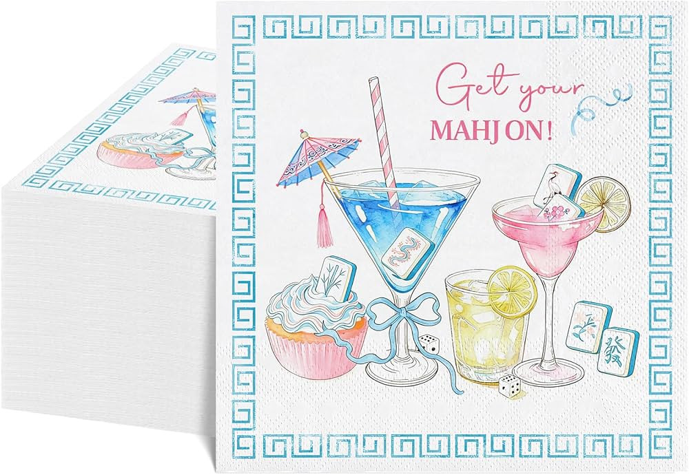 NatNarr 50 Pcs Mahjong Napkins, 6.5 x 6.5 Inch Mahjong Accessories Decorative Beverage Dessert Pa... | Amazon (US)