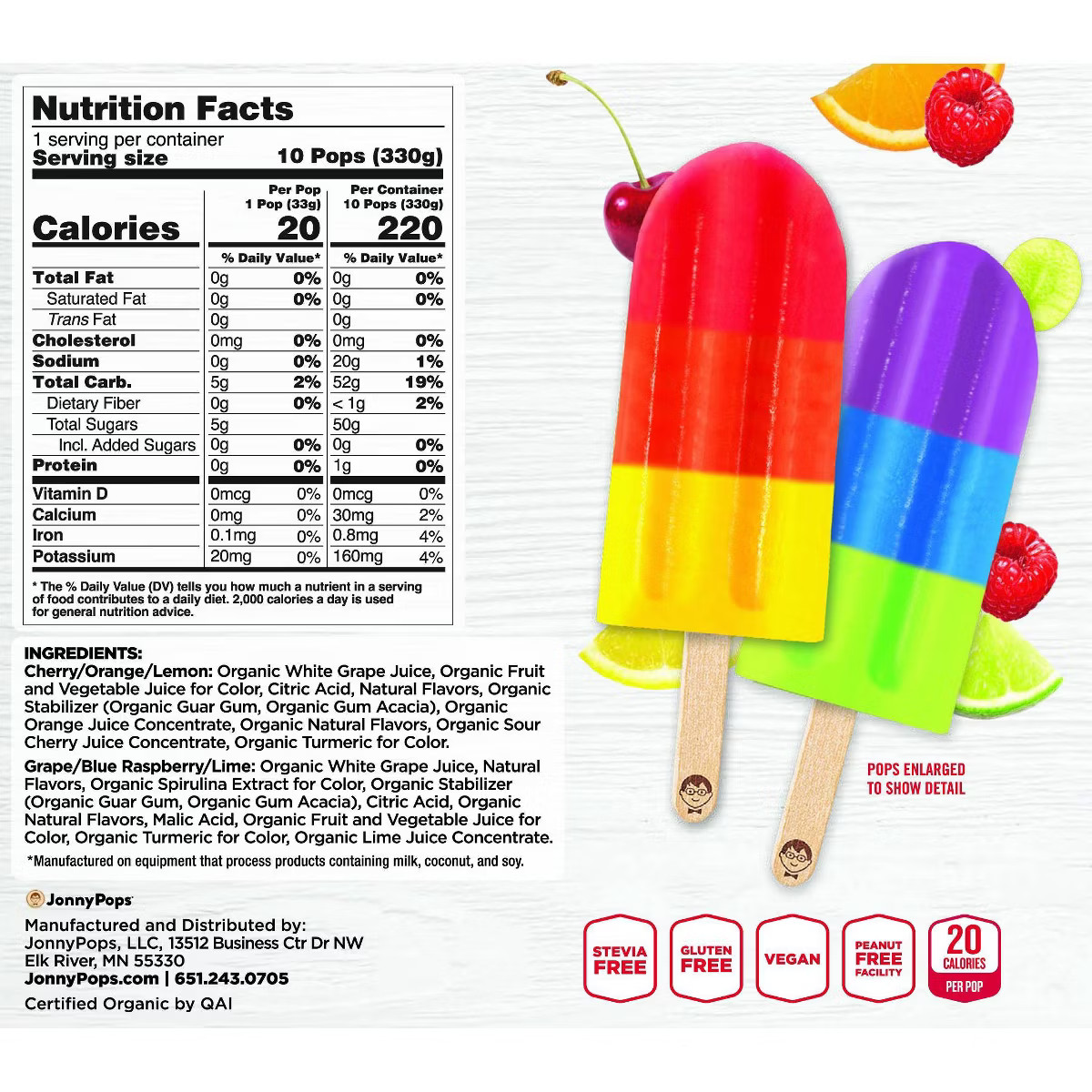 Jonny Pops Frozen Organic Color Burst Minis - 11.2 fl oz/10ct | Target