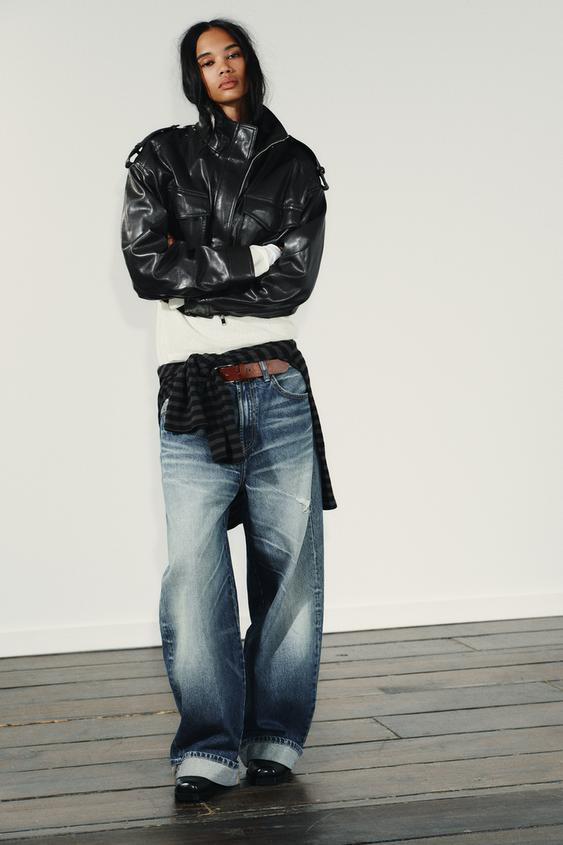 FAUX LEATHER CROPPED JACKET | Zara US